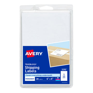 Avery® 4 X 6 Shipping Labels With Trueblock Technology, Inkjet-laser Printers, 4 X 6, White, 20-pack freeshipping - TVN Wholesale